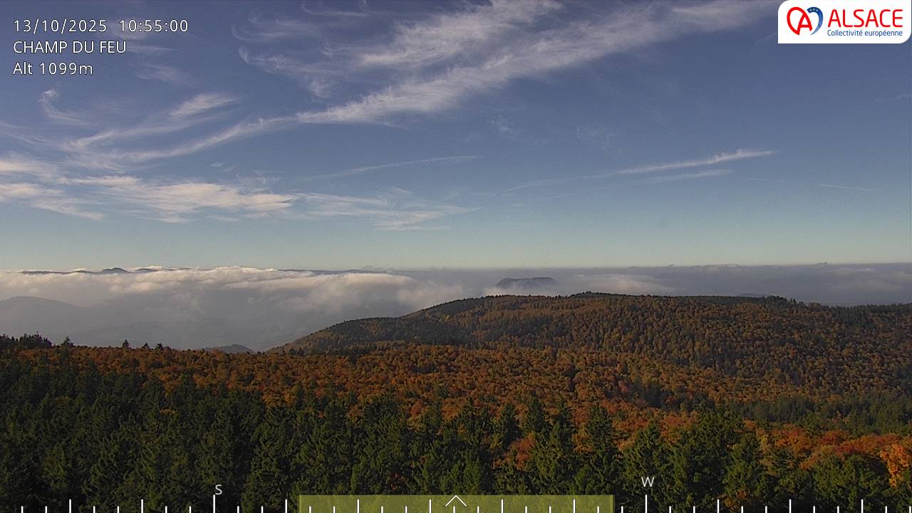 <h2>Webcam trafic à proximité de la station du Champ du feu. Vue sur le D214 et la Tour du Champ du feu à 1097 mètres d'altitude dans les Vosges alsaciennes</h2>