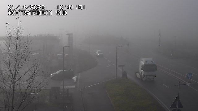 Webcam à Ichtratzheim, au sud de Strasbourg sur la D1089 (anciennement D89). Vue orientée vers Colmar