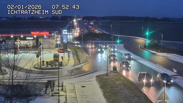 Webcam à Ichtratzheim, au sud de Strasbourg sur la D1089 (anciennement D89). Vue orientée vers Colmar