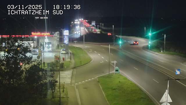 Webcam à Ichtratzheim, au sud de Strasbourg sur la D1089 (anciennement D89). Vue orientée vers Colmar