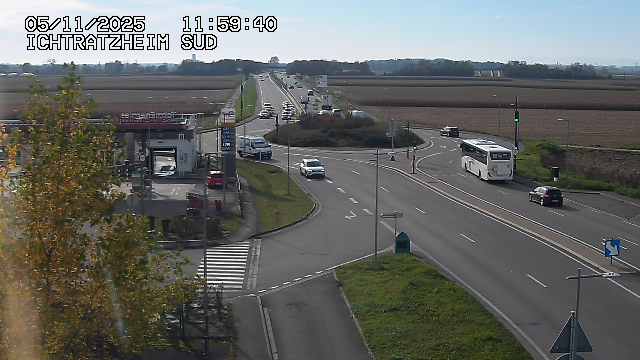 <h2>Webcam à Ichtratzheim, au sud de Strasbourg sur la D1089 (anciennement D89). Vue orientée vers Colmar</h2>