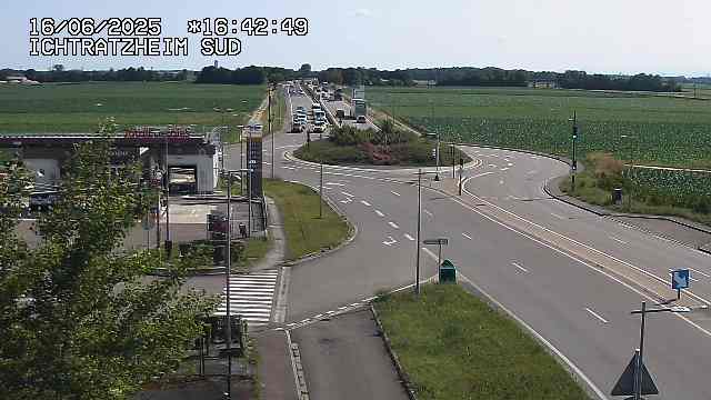 Webcam à Ichtratzheim, au sud de Strasbourg sur la D1089 (anciennement D89). Vue orientée vers Colmar