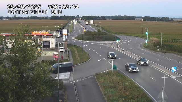 Webcam à Ichtratzheim, au sud de Strasbourg sur la D1089 (anciennement D89). Vue orientée vers Colmar