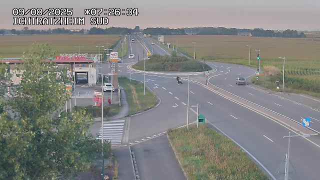 Webcam à Ichtratzheim, au sud de Strasbourg sur la D1089 (anciennement D89). Vue orientée vers Colmar
