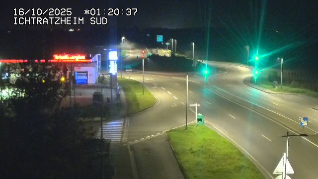 Webcam à Ichtratzheim, au sud de Strasbourg sur la D1089 (anciennement D89). Vue orientée vers Colmar
