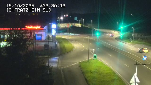 Webcam à Ichtratzheim, au sud de Strasbourg sur la D1089 (anciennement D89). Vue orientée vers Colmar