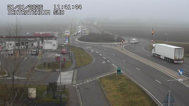 Webcam à Ichtratzheim, au sud de Strasbourg sur la D1089 (anciennement D89). Vue orientée vers Colmar