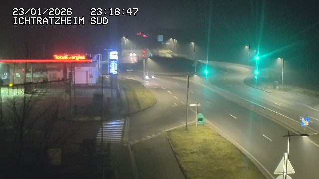 Webcam à Ichtratzheim, au sud de Strasbourg sur la D1089 (anciennement D89). Vue orientée vers Colmar