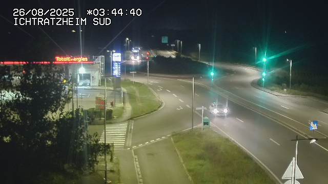 Webcam à Ichtratzheim, au sud de Strasbourg sur la D1089 (anciennement D89). Vue orientée vers Colmar