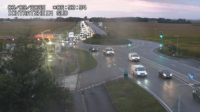 Webcam à Ichtratzheim, au sud de Strasbourg sur la D1089 (anciennement D89). Vue orientée vers Colmar