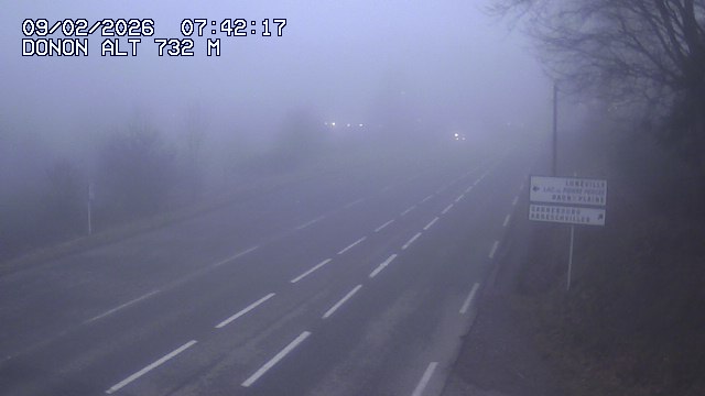 Webcam routière au niveau du col de Donon dans les Vosges à Grandfontaine, en Alsace, à 732 mètres d'altitude