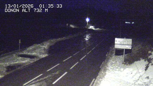 Webcam routière au niveau du col de Donon dans les Vosges à Grandfontaine, en Alsace, à 732 mètres d'altitude