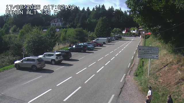 Webcam routière au niveau du col de Donon dans les Vosges à Grandfontaine, en Alsace, à 732 mètres d'altitude
