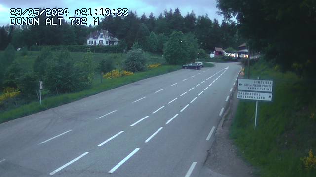 Webcam routière au niveau du col de Donon dans les Vosges à Grandfontaine, en Alsace, à 732 mètres d'altitude