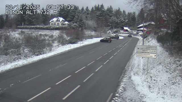 Webcam routière au niveau du col de Donon dans les Vosges à Grandfontaine, en Alsace, à 732 mètres d'altitude