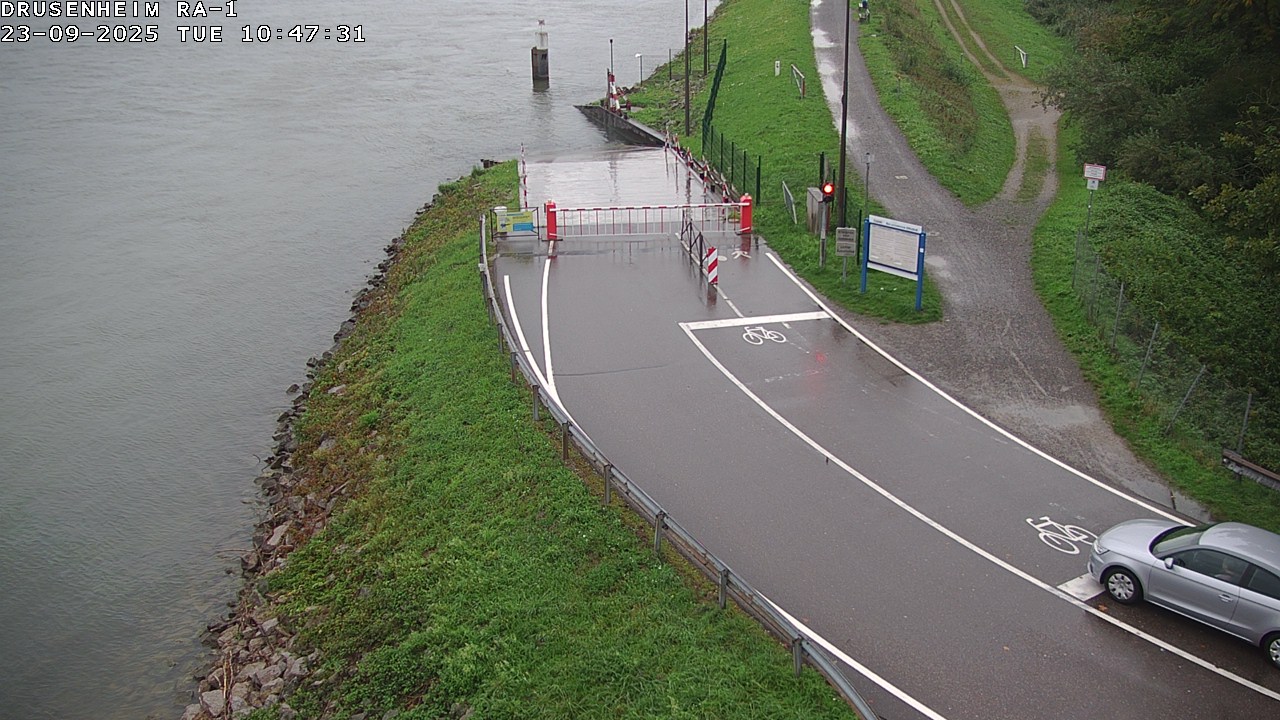 Webcam donnant sur la rampe d'embarquement du bac de Drusenheim