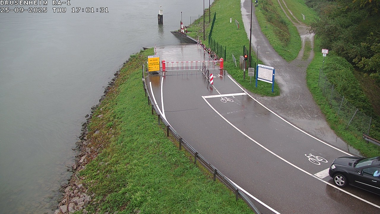 Webcam donnant sur la rampe d'embarquement du bac de Drusenheim