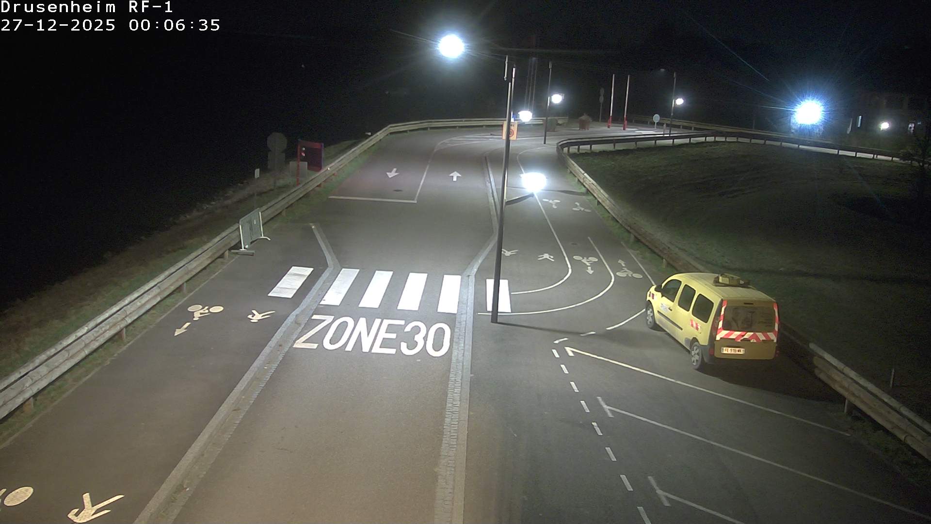 Webcam avant la rampe d'embarquement du bac de Drusenheim permettant de traverser le Pont du Rhin