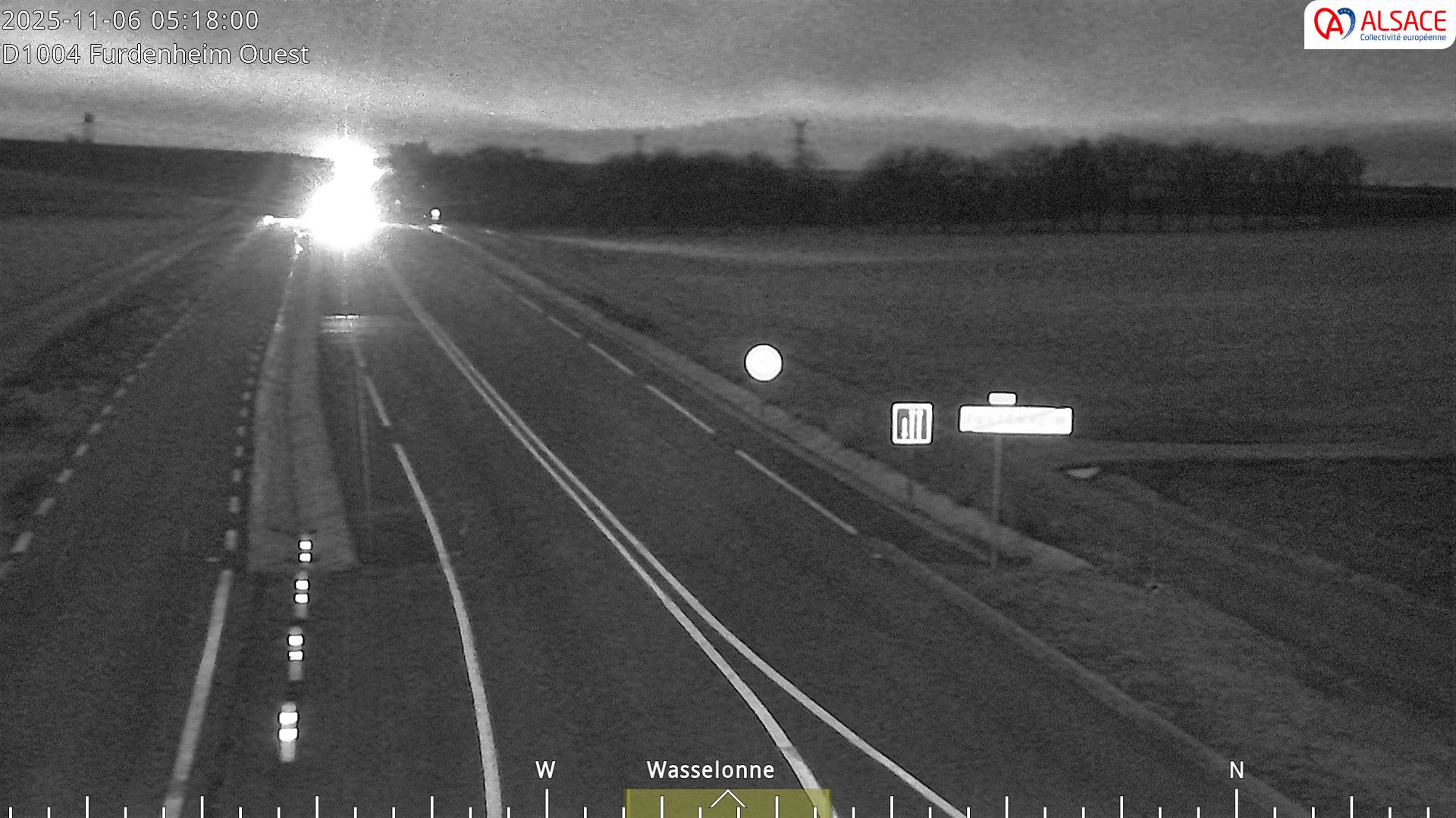 <h2>Webcam routière sur la D1004 à hauteur de Furdenheim, à l'ouest de Strasbourg</h2>