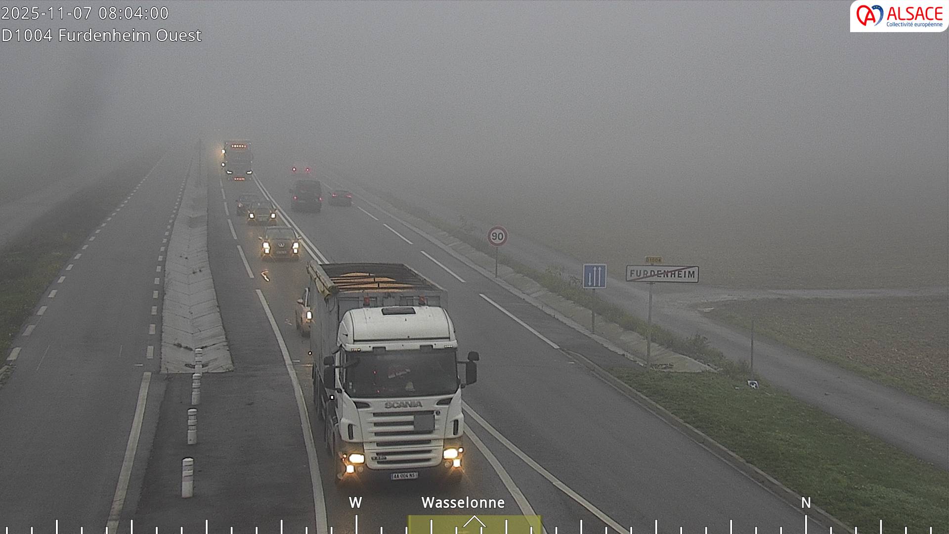 <h2>Webcam routière sur la D1004 à hauteur de Furdenheim, à l'ouest de Strasbourg</h2>