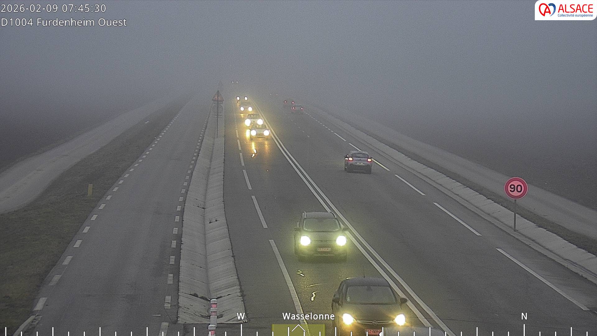 Webcam routière sur la D1004 à hauteur de Furdenheim, à l'ouest de Strasbourg