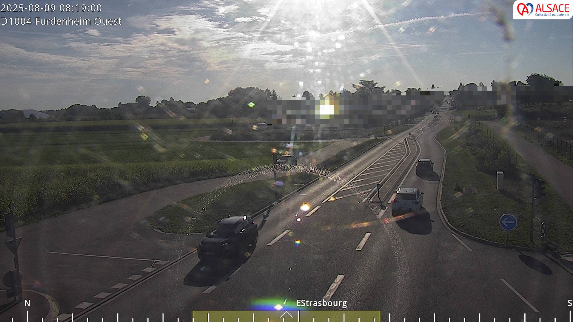 Webcam routière sur la D1004 à hauteur de Furdenheim, à l'ouest de Strasbourg