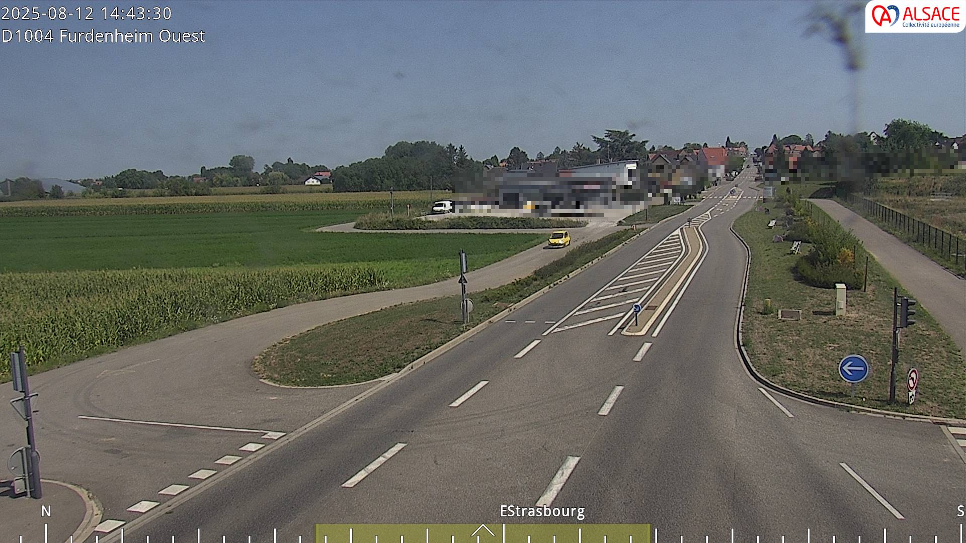 Webcam routière sur la D1004 à hauteur de Furdenheim, à l'ouest de Strasbourg