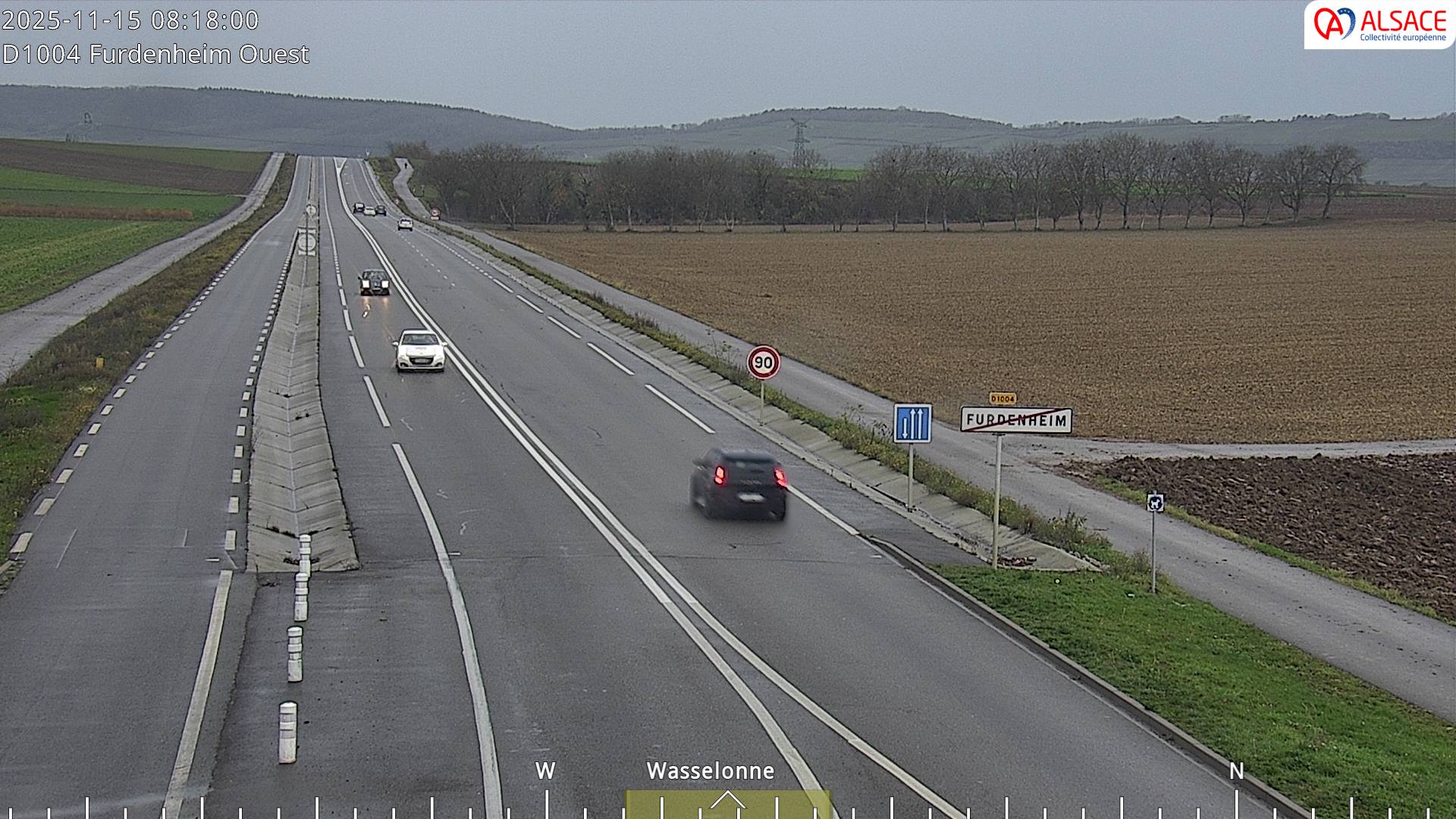 <h2>Webcam routière sur la D1004 à hauteur de Furdenheim, à l'ouest de Strasbourg</h2>