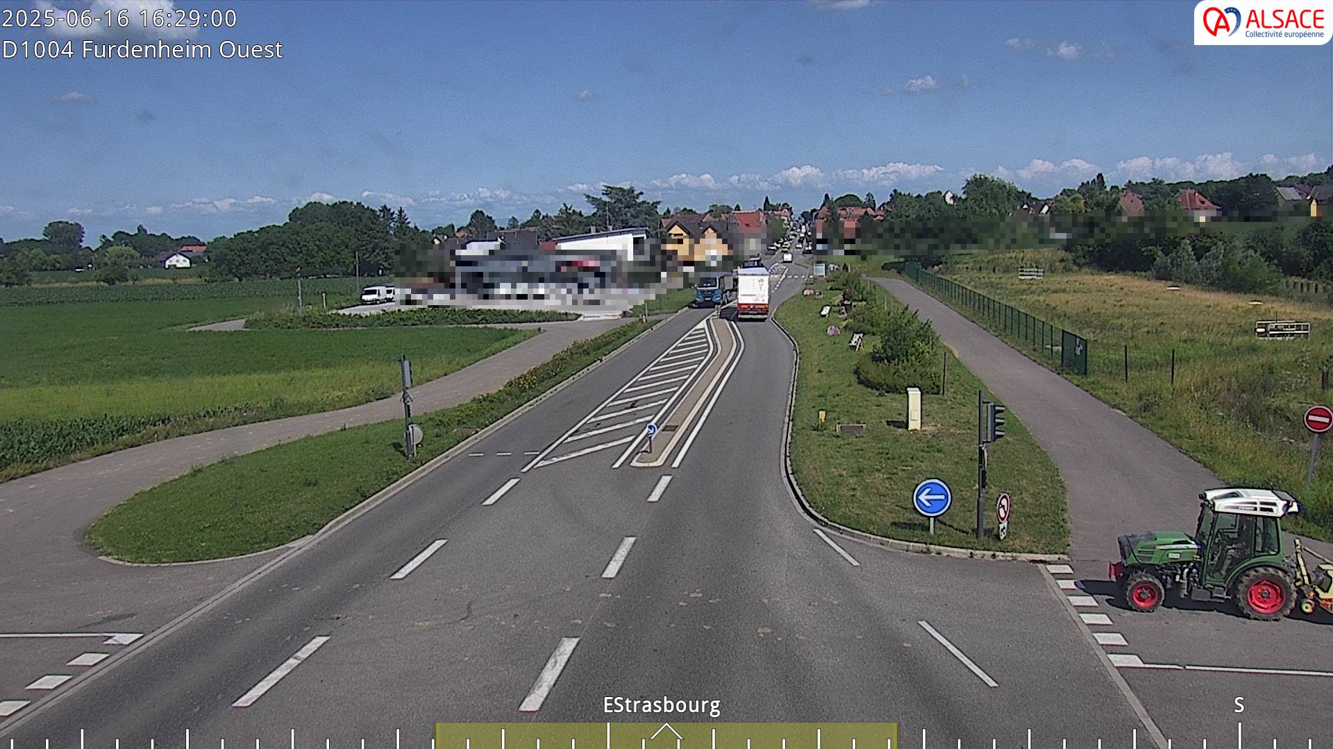 Webcam routière sur la D1004 à hauteur de Furdenheim, à l'ouest de Strasbourg