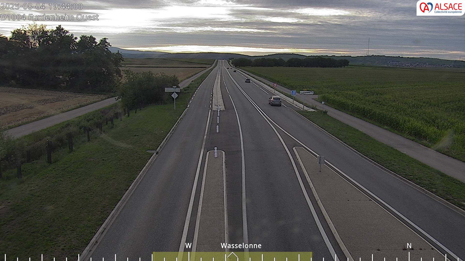 Webcam routière sur la D1004 à hauteur de Furdenheim, à l'ouest de Strasbourg