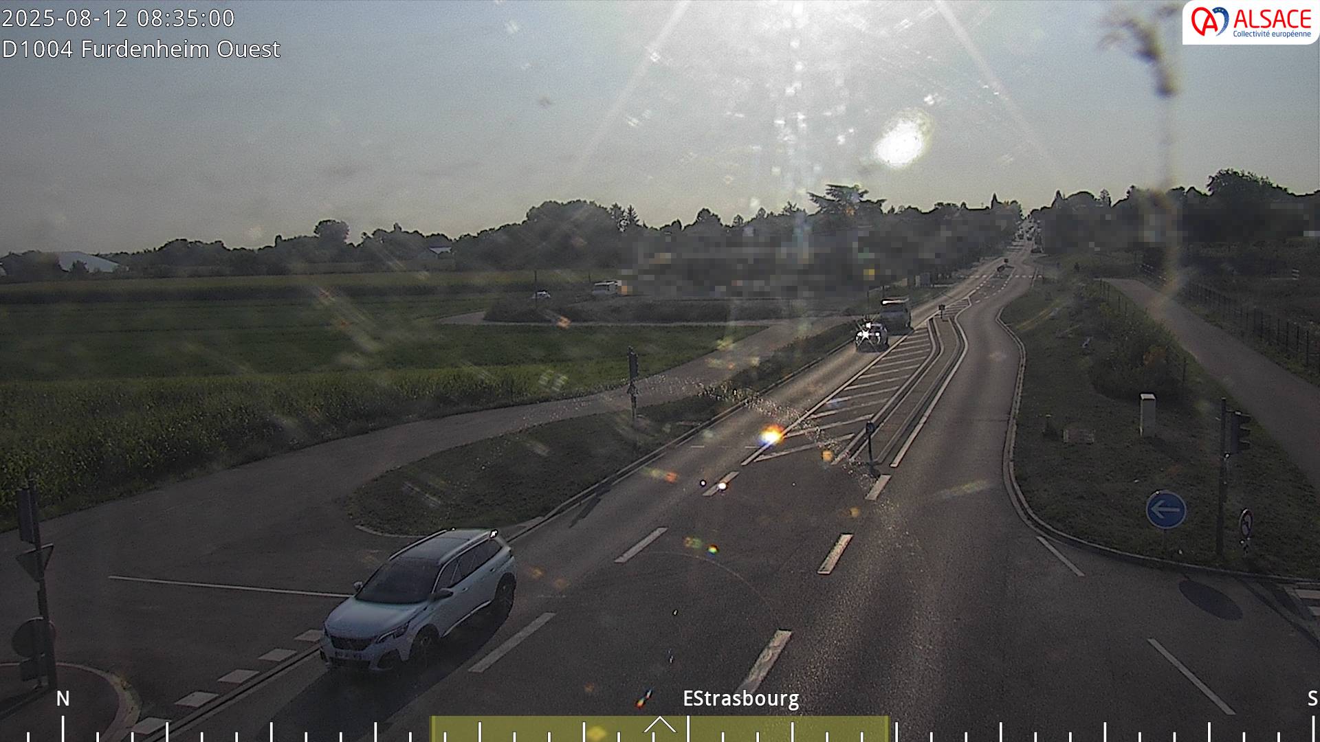 Webcam routière sur la D1004 à hauteur de Furdenheim, à l'ouest de Strasbourg