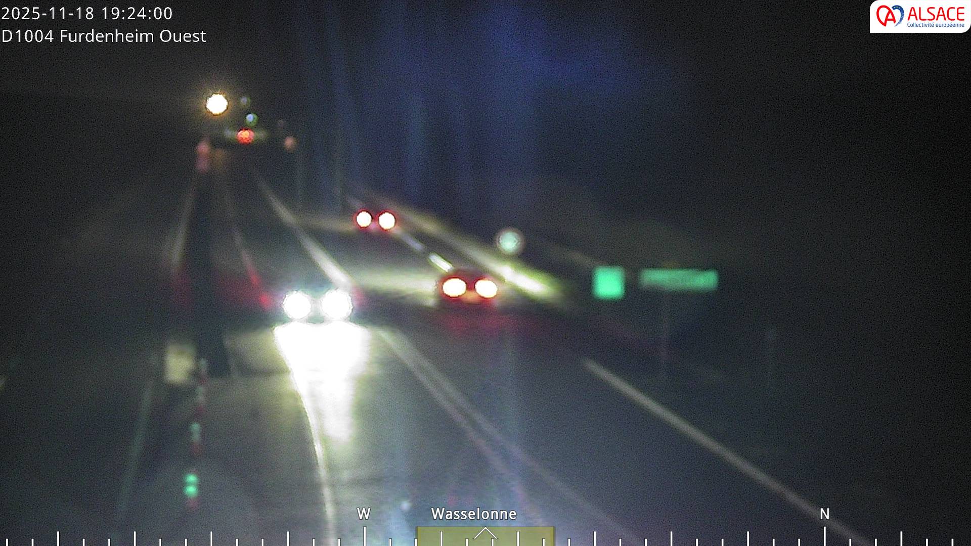 Webcam routière sur la D1004 à hauteur de Furdenheim, à l'ouest de Strasbourg