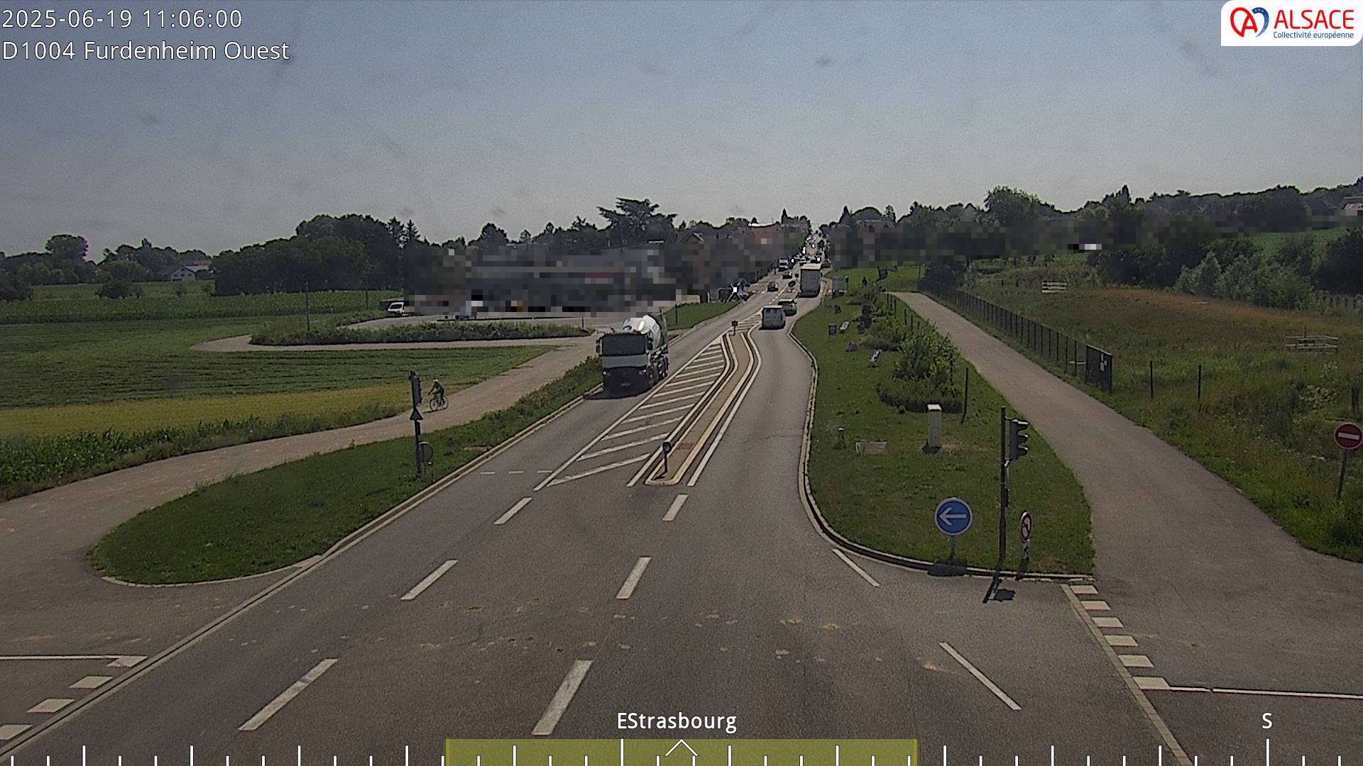 Webcam routière sur la D1004 à hauteur de Furdenheim, à l'ouest de Strasbourg