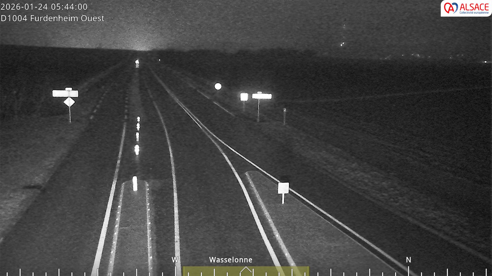 Webcam routière sur la D1004 à hauteur de Furdenheim, à l'ouest de Strasbourg