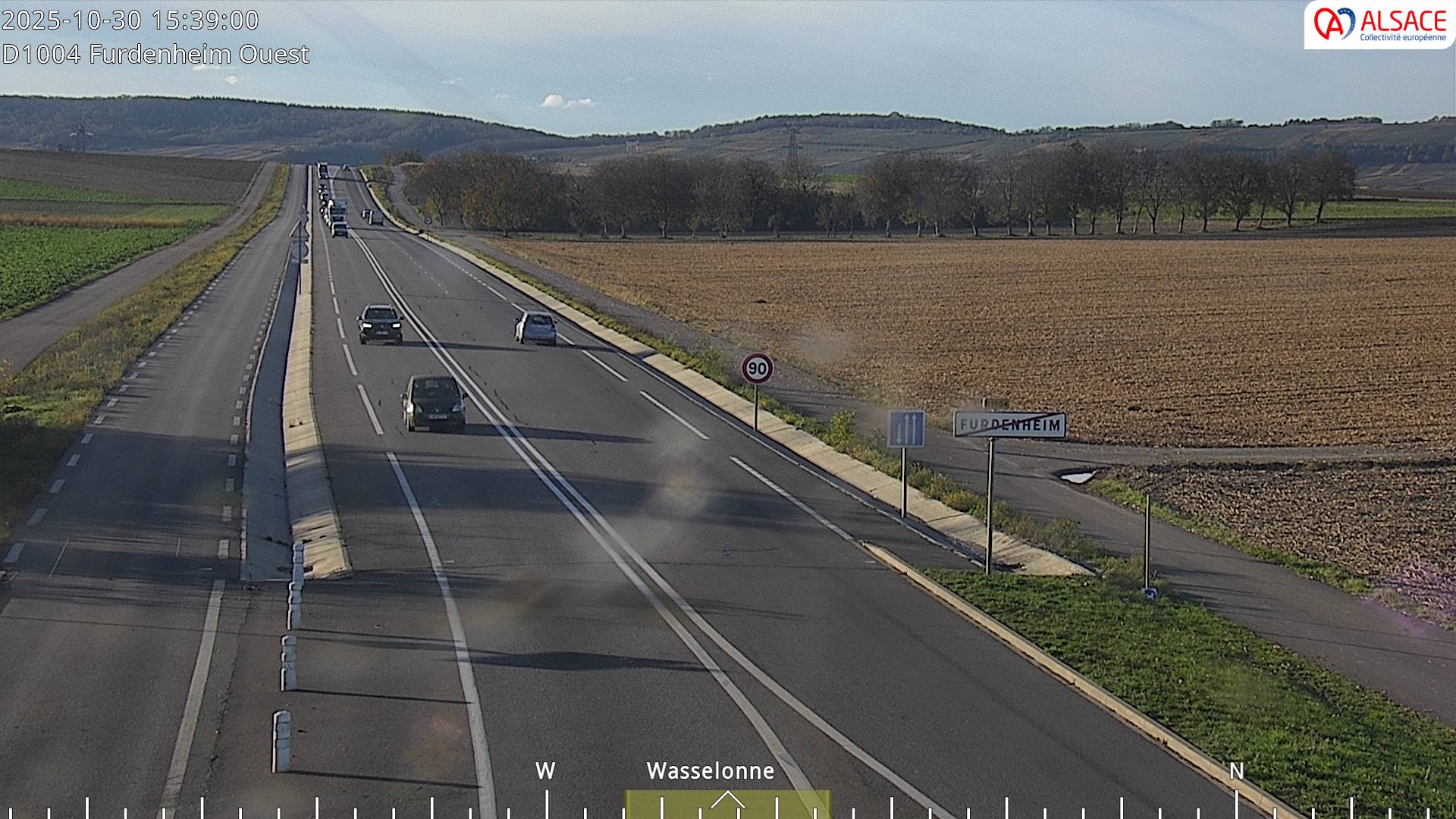 <h2>Webcam routière sur la D1004 à hauteur de Furdenheim, à l'ouest de Strasbourg</h2>