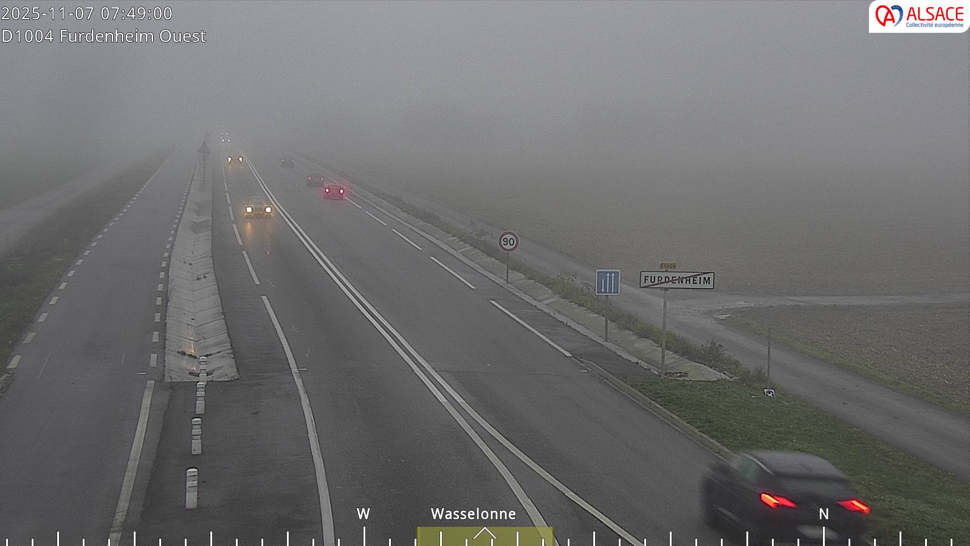 <h2>Webcam routière sur la D1004 à hauteur de Furdenheim, à l'ouest de Strasbourg</h2>
