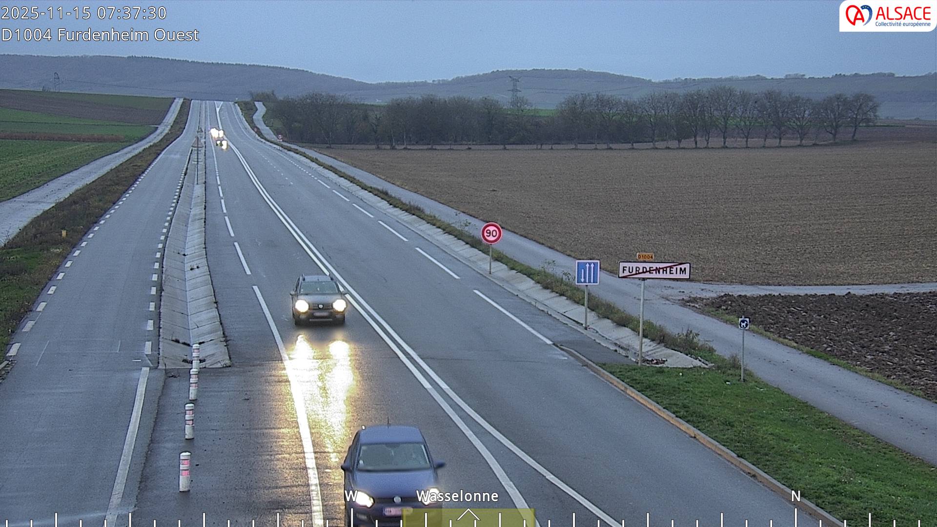 <h2>Webcam routière sur la D1004 à hauteur de Furdenheim, à l'ouest de Strasbourg</h2>