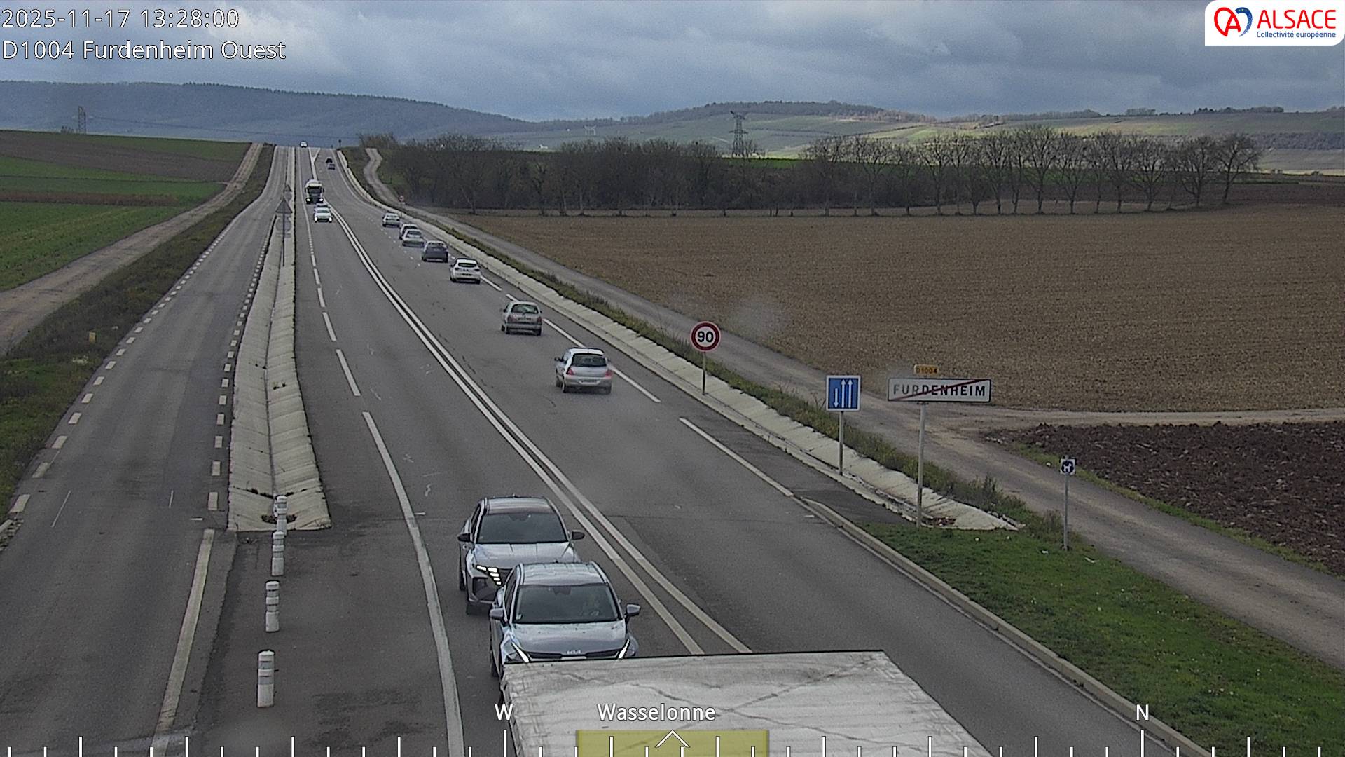 <h2>Webcam routière sur la D1004 à hauteur de Furdenheim, à l'ouest de Strasbourg</h2>