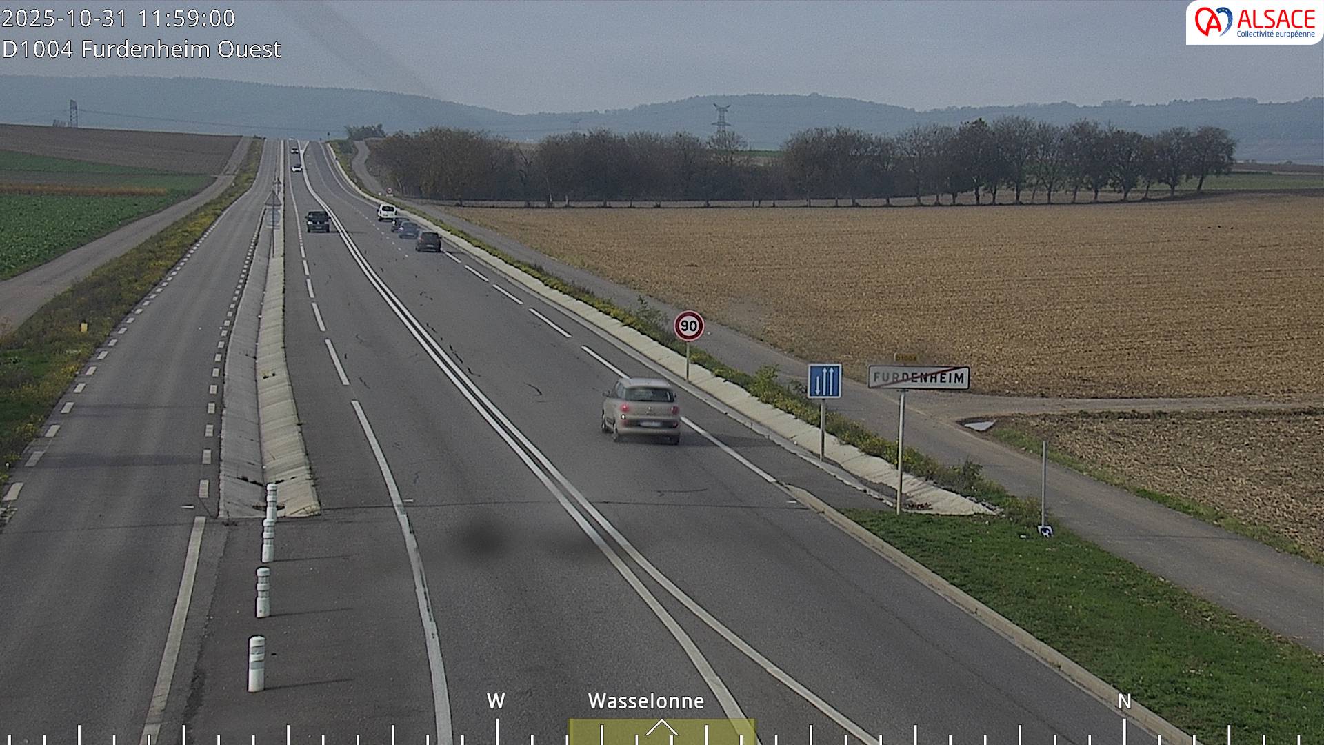 <h2>Webcam routière sur la D1004 à hauteur de Furdenheim, à l'ouest de Strasbourg</h2>