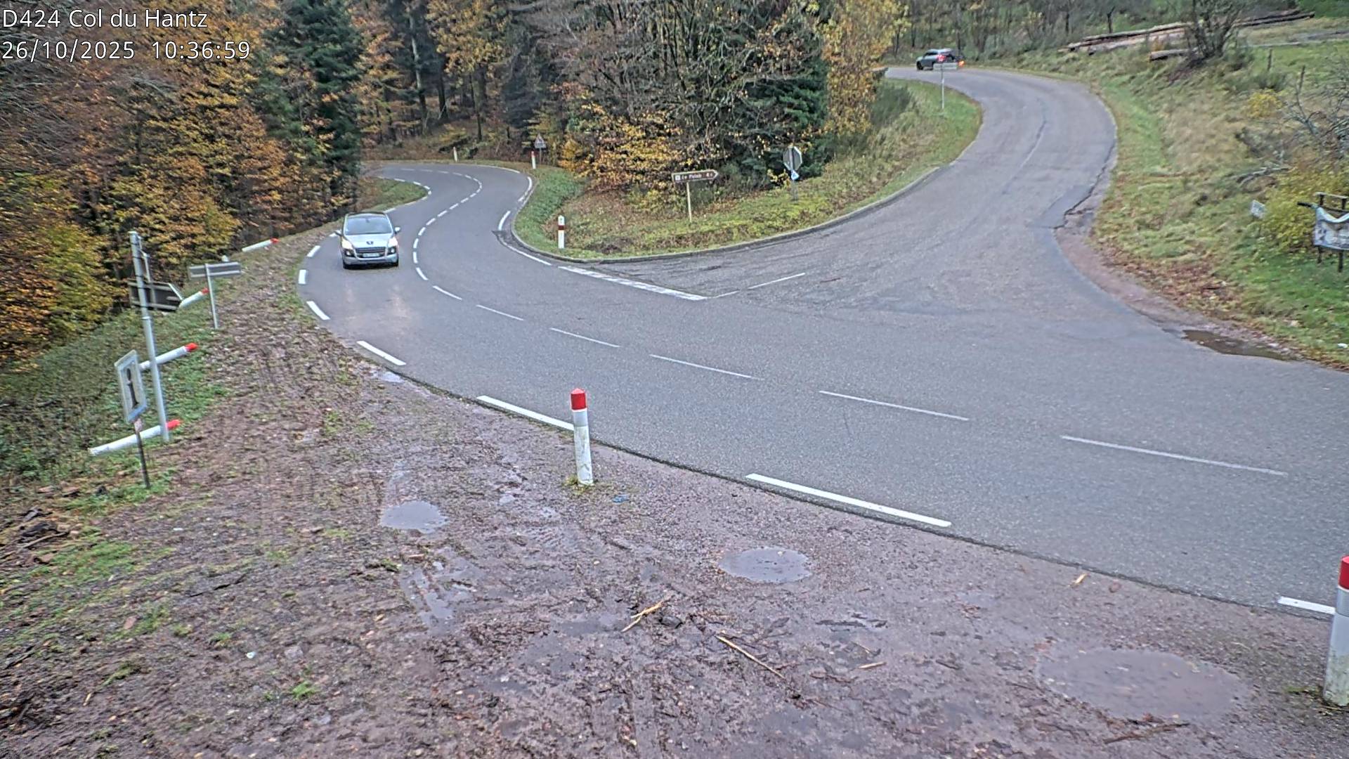 Webcam dans les Vosges au niveau du col du Hantz, côté alsacien à 640 mètres d'altitude, sur la RD424 à Saulxures