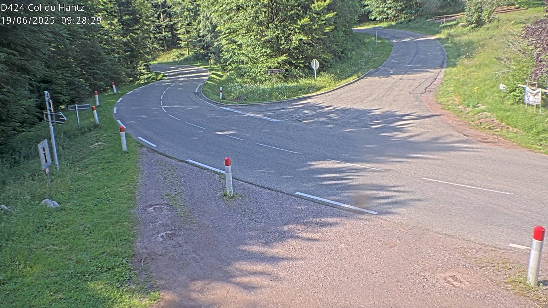 Webcam dans les Vosges au niveau du col du Hantz, côté alsacien à 640 mètres d'altitude, sur la RD424 à Saulxures