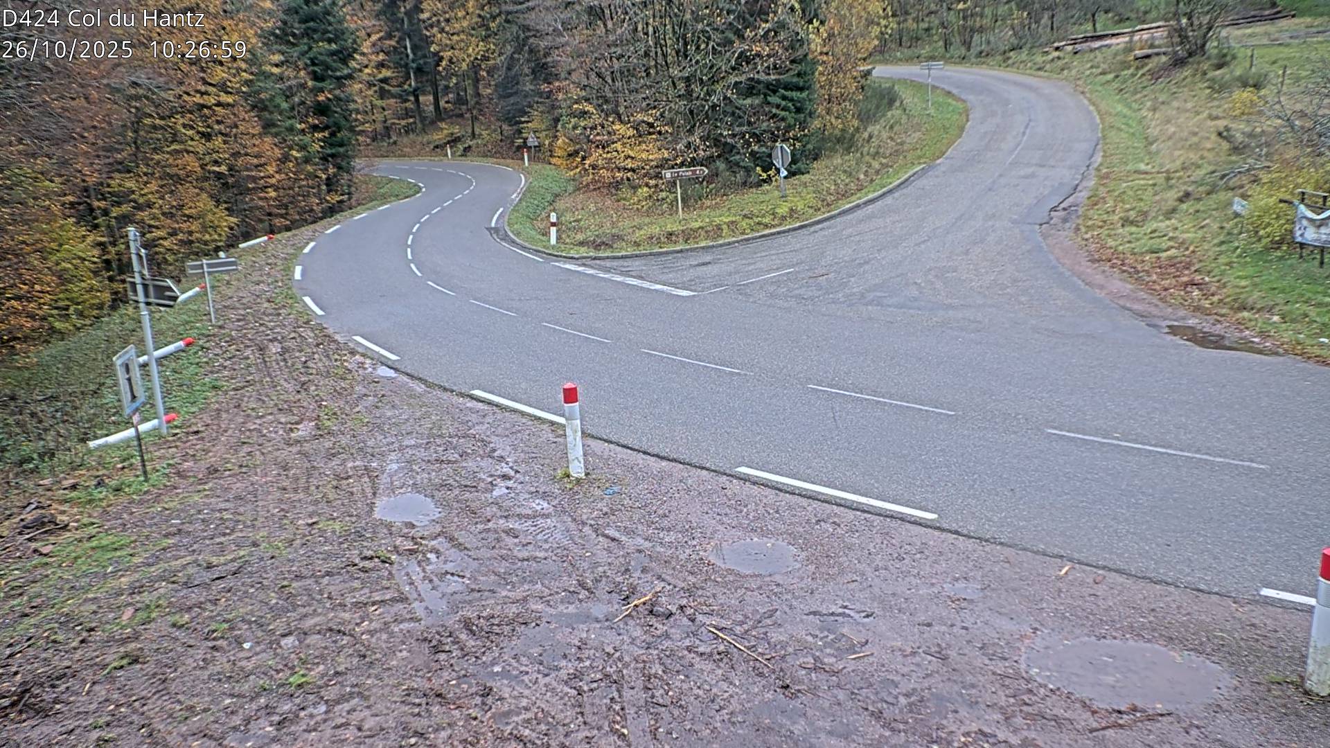 Webcam dans les Vosges au niveau du col du Hantz, côté alsacien à 640 mètres d'altitude, sur la RD424 à Saulxures