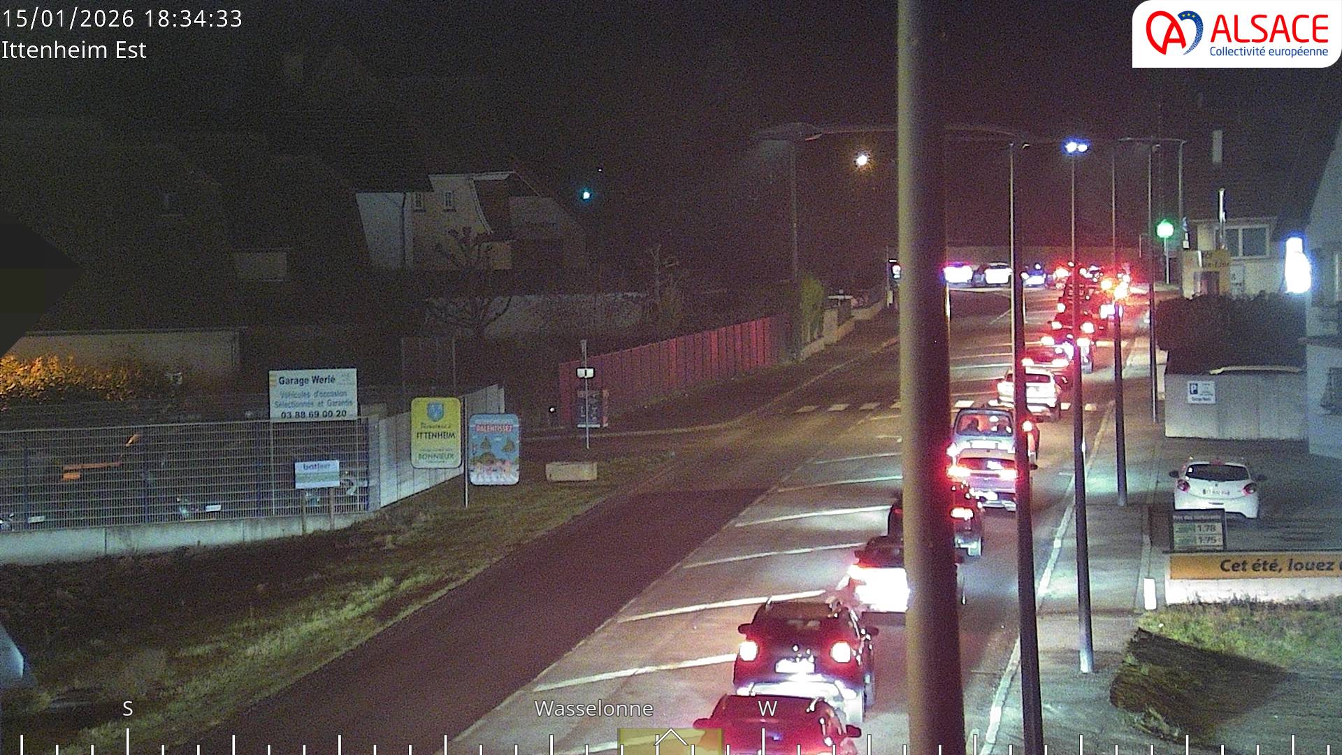 Caméra de circulation sur la N4 (à la fin de la D1004) à la sortie d'Ittenheim, à proximité de l'accès à l'A355 et de la métropole de Strasbourg