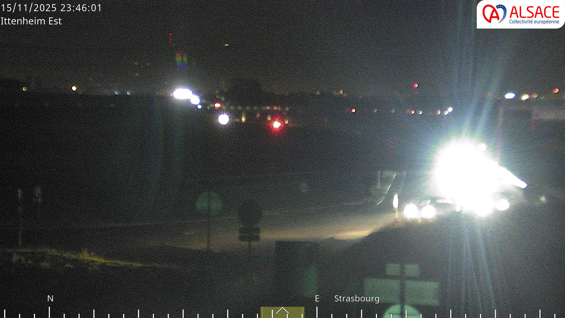 Caméra de circulation sur la N4 (à la fin de la D1004) à la sortie d'Ittenheim, à proximité de l'accès à l'A355 et de la métropole de Strasbourg