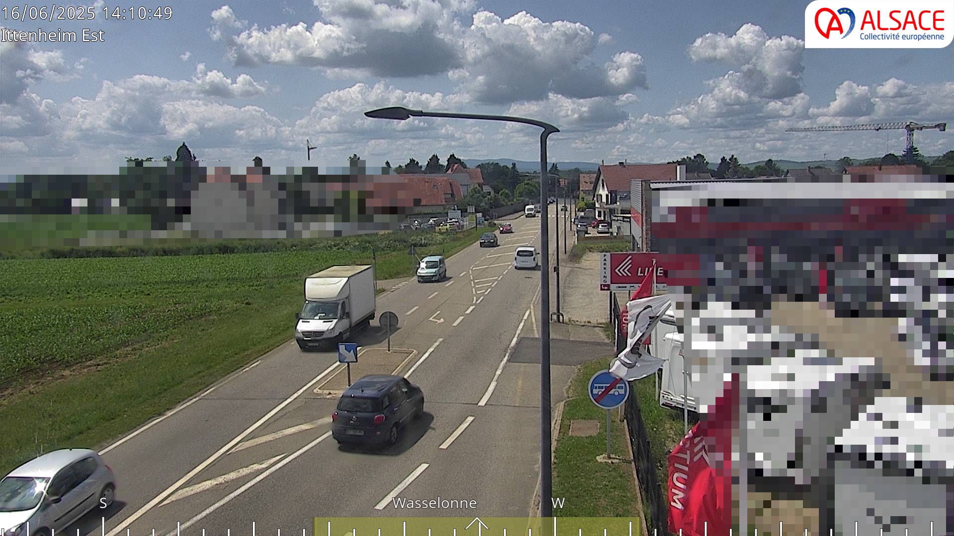 Caméra de circulation sur la N4 (à la fin de la D1004) à la sortie d'Ittenheim, à proximité de l'accès à l'A355 et de la métropole de Strasbourg