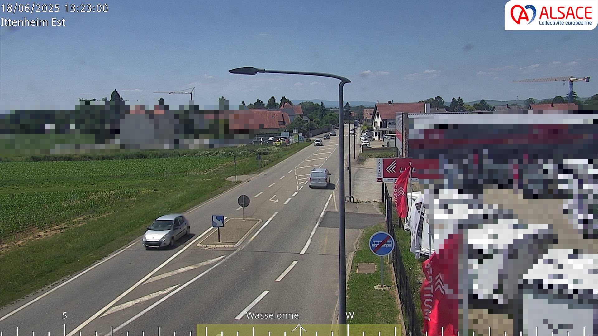 <h2>Caméra de circulation sur la N4 (à la fin de la D1004) à la sortie d'Ittenheim, à proximité de l'accès à l'A355 et de la métropole de Strasbourg</h2>