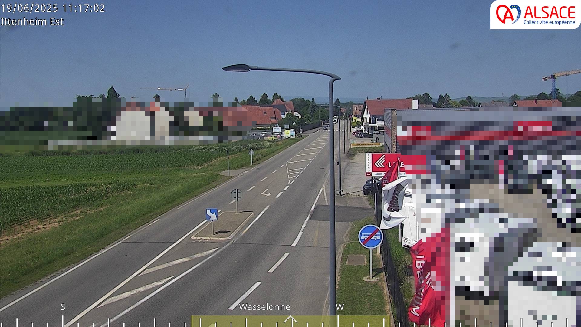 Caméra de circulation sur la N4 (à la fin de la D1004) à la sortie d'Ittenheim, à proximité de l'accès à l'A355 et de la métropole de Strasbourg