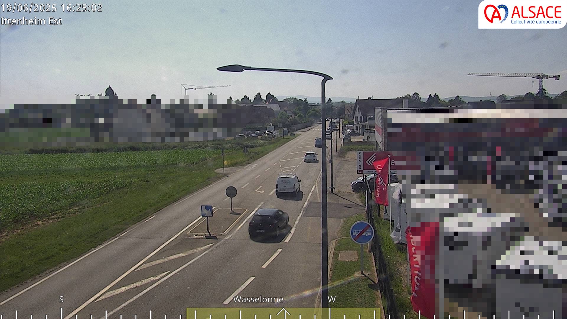 Caméra de circulation sur la N4 (à la fin de la D1004) à la sortie d'Ittenheim, à proximité de l'accès à l'A355 et de la métropole de Strasbourg