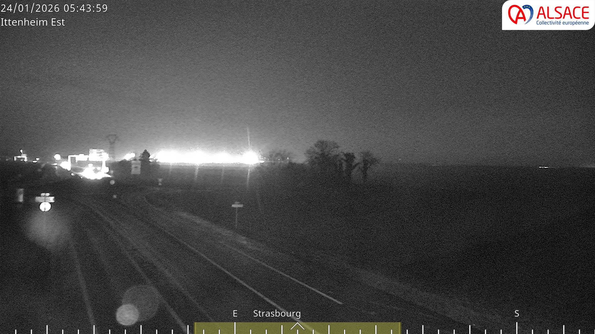 Caméra de circulation sur la N4 (à la fin de la D1004) à la sortie d'Ittenheim, à proximité de l'accès à l'A355 et de la métropole de Strasbourg