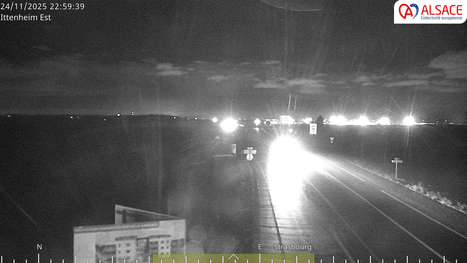 <h2>Caméra de circulation sur la N4 (à la fin de la D1004) à la sortie d'Ittenheim, à proximité de l'accès à l'A355 et de la métropole de Strasbourg</h2>